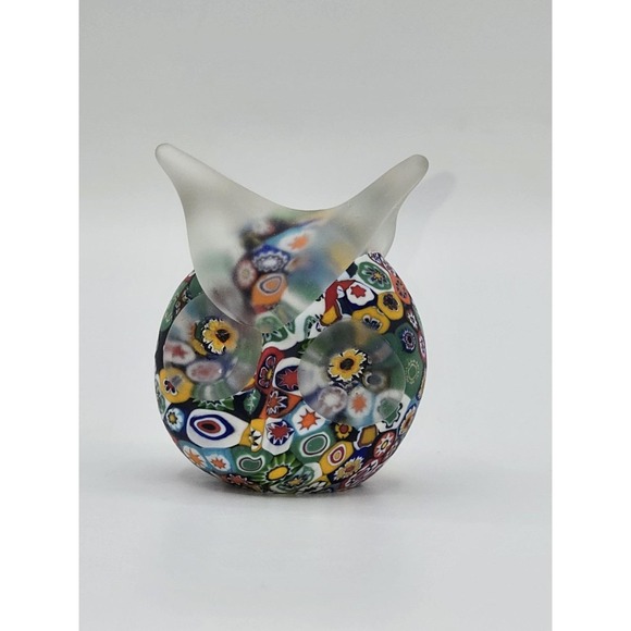 Murano Venitian Glass Millefiori Owl Figurine Paperweight 3" - Picture 3 of 10